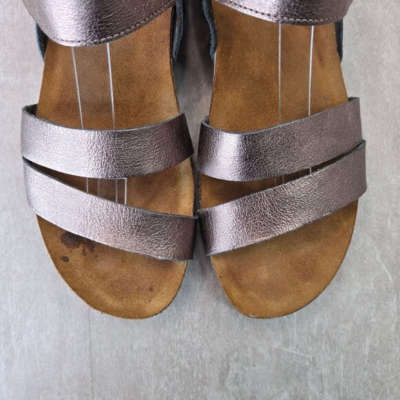 Naot Flat Sandals Sz 9 Metallic Leather Cork Comfort Strappy Bohemian Gladiator - Picture 9 of 10